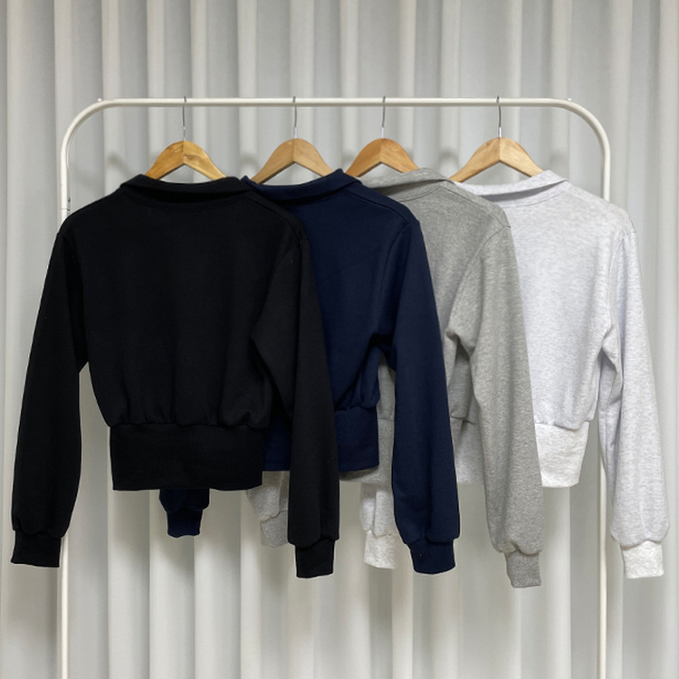 에디 자수 코르셋 오픈카라 맨투맨 4color