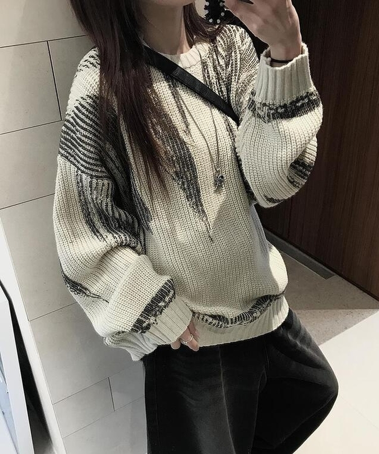 ワッぺンペインティングニット BEIGE