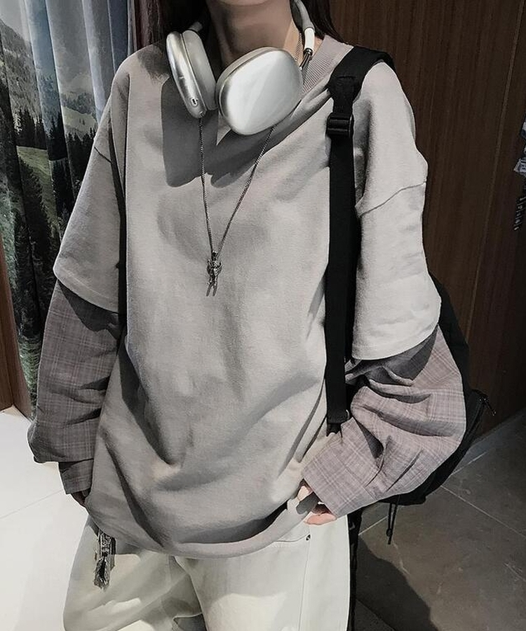 シャツレイヤードTシャツ GREY