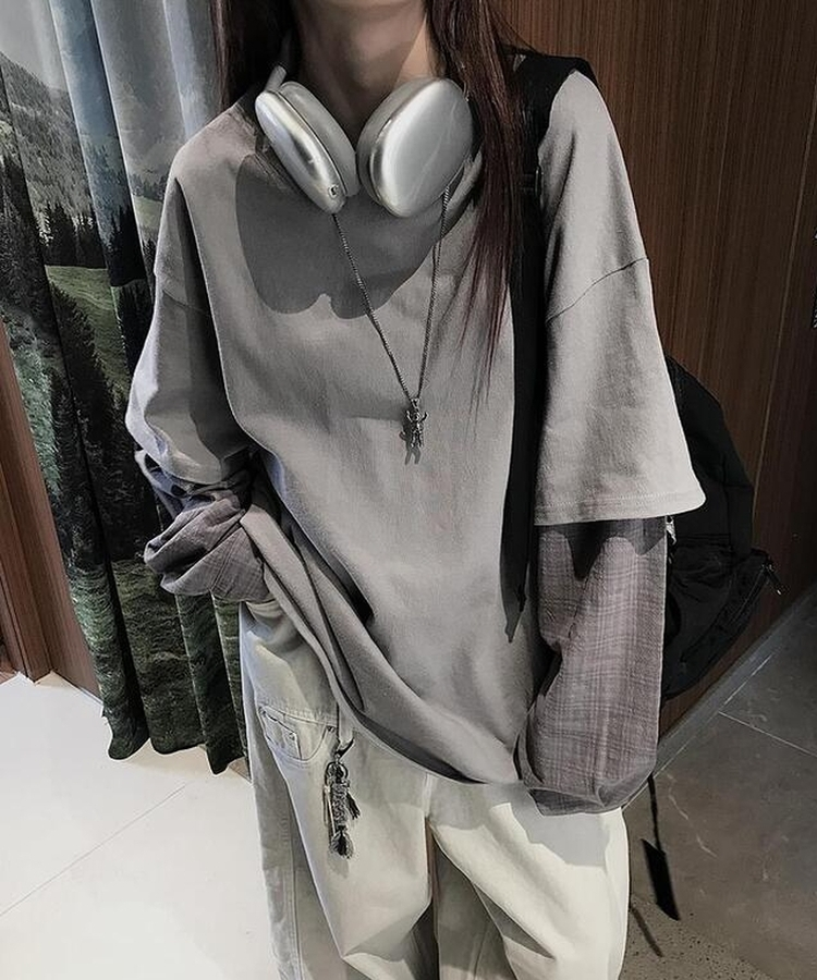 シャツレイヤードTシャツ GREY