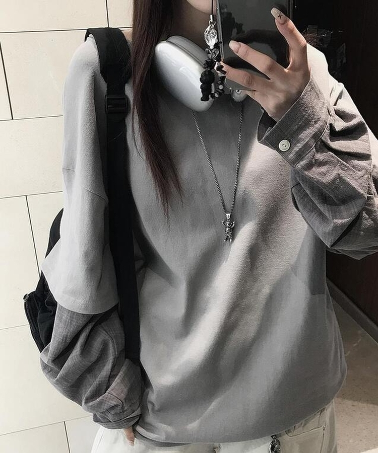 シャツレイヤードTシャツ GREY