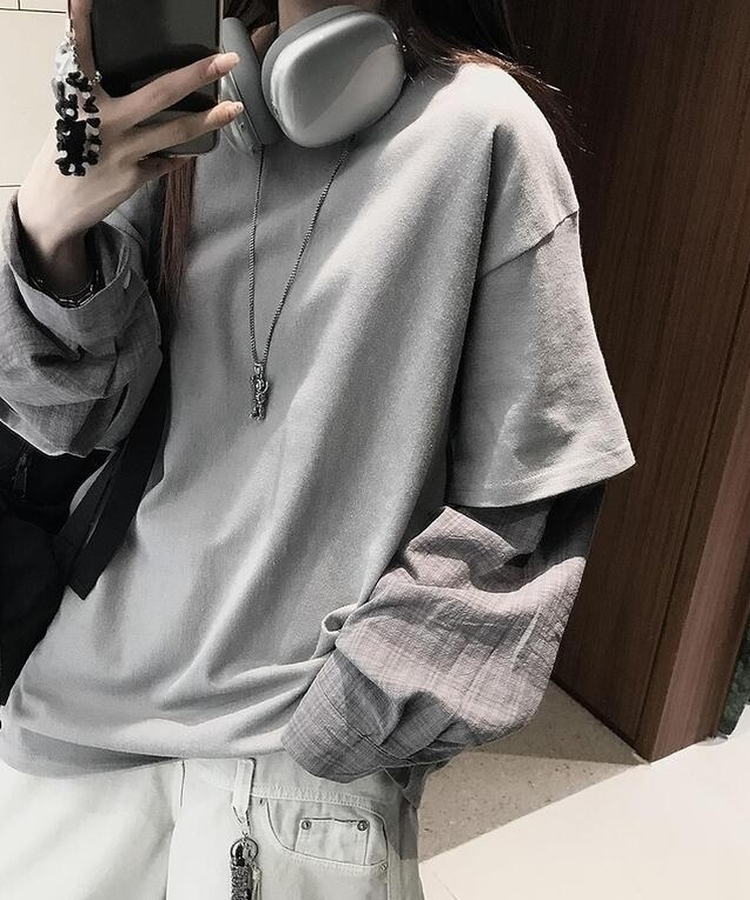 シャツレイヤードTシャツ GREY