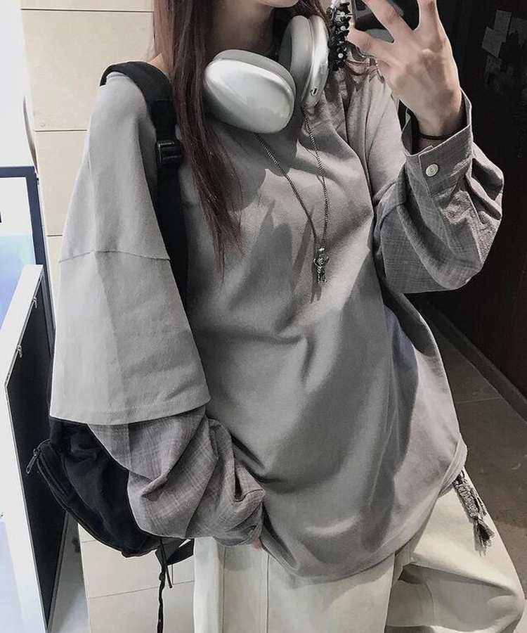 シャツレイヤードTシャツ GREY