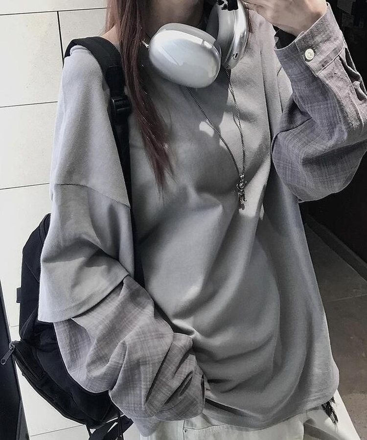 シャツレイヤードTシャツ GREY