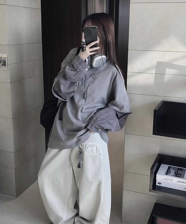 シャツレイヤードTシャツ GREY
