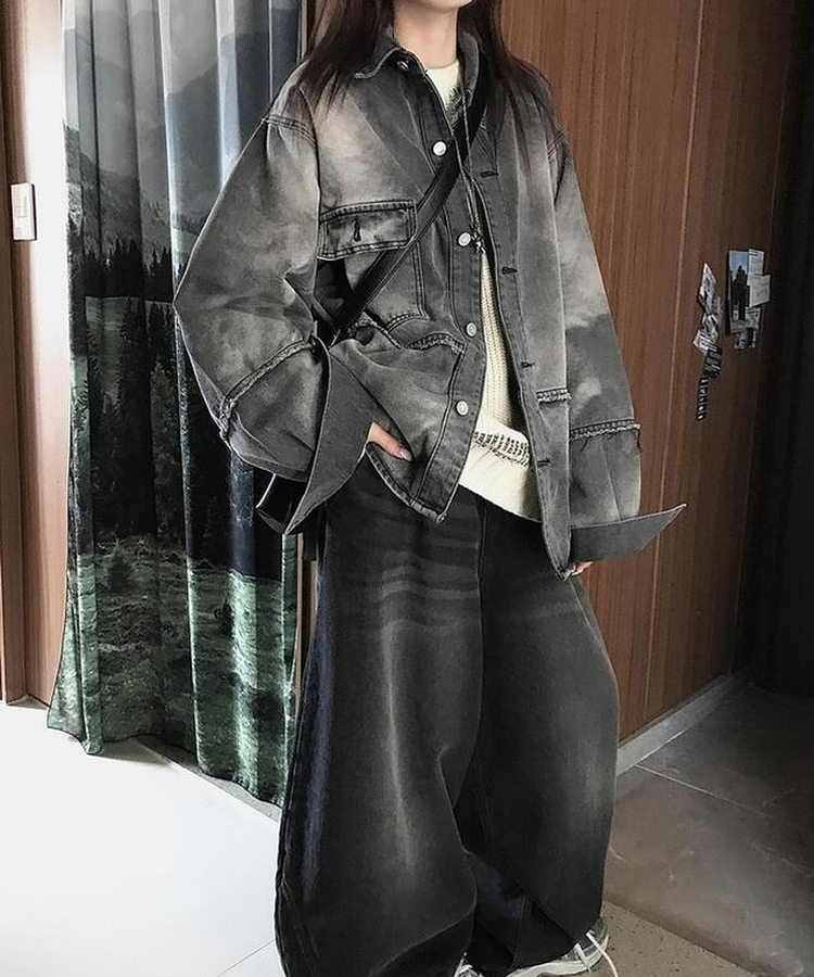 ウォッシングオーバーフィットジャケット BLACK DENIM