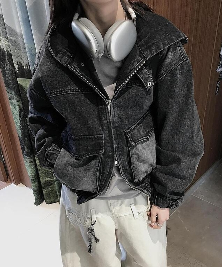 ウォッシングポケットデニムジップアップ BLACK DENIM