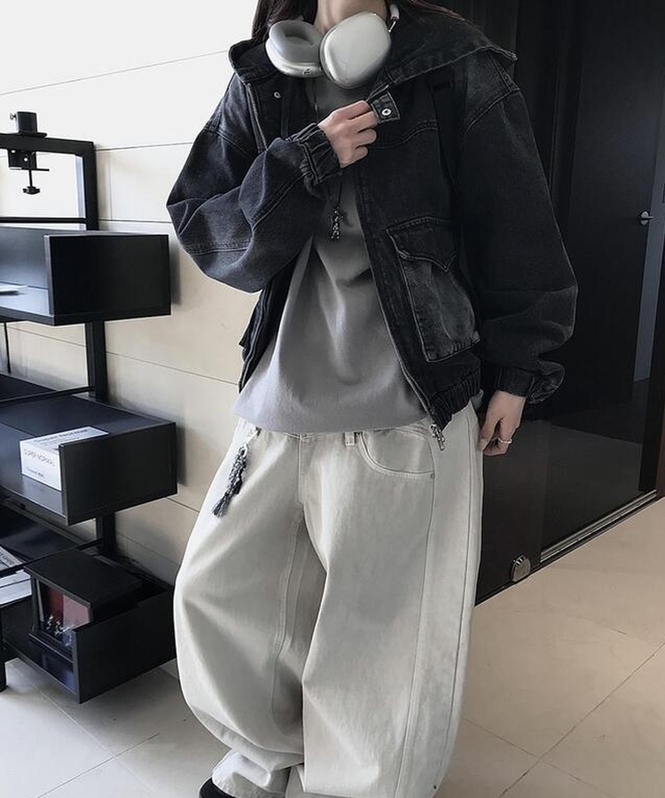 ウォッシングポケットデニムジップアップ BLACK DENIM