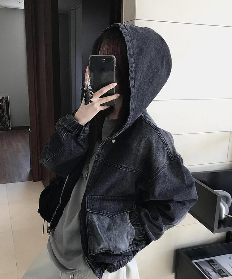 ウォッシングポケットデニムジップアップ BLACK DENIM