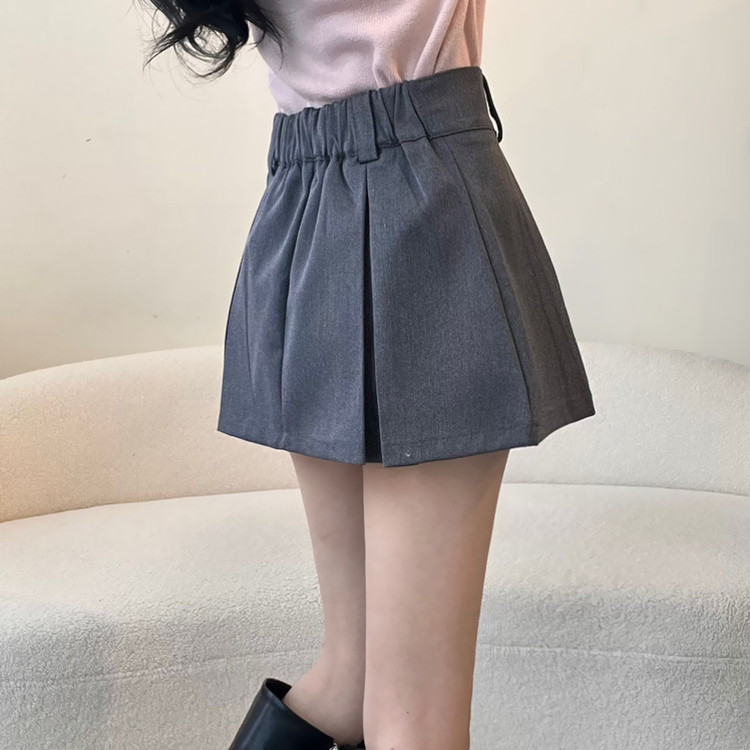 プリーツピンタックバンディングミニスカート GRAY