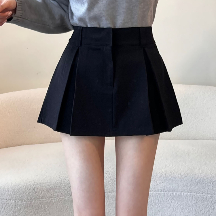 プリーツピンタックバンディングミニスカート BLACK