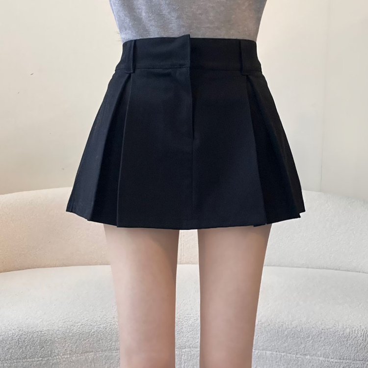 プリーツピンタックバンディングミニスカート BLACK