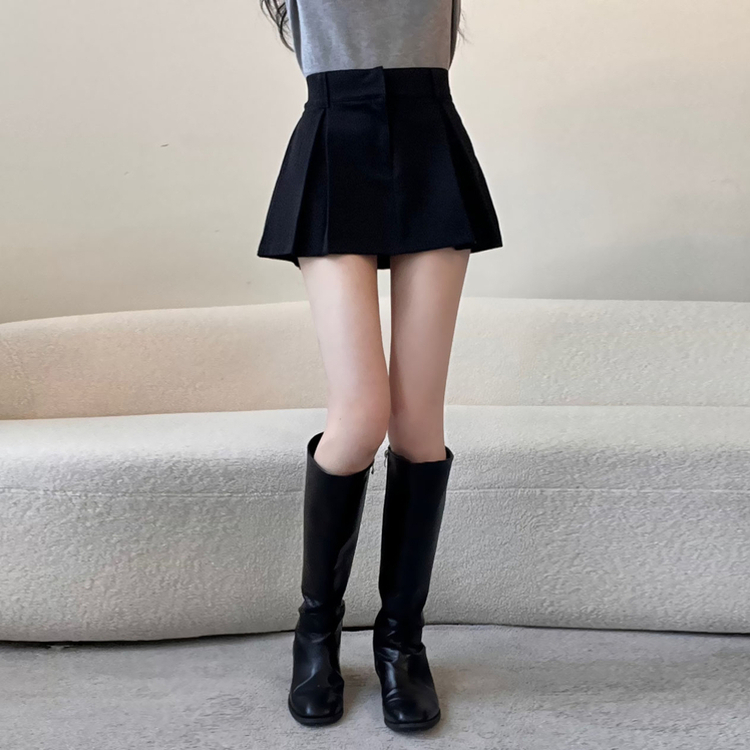 プリーツピンタックバンディングミニスカート BLACK