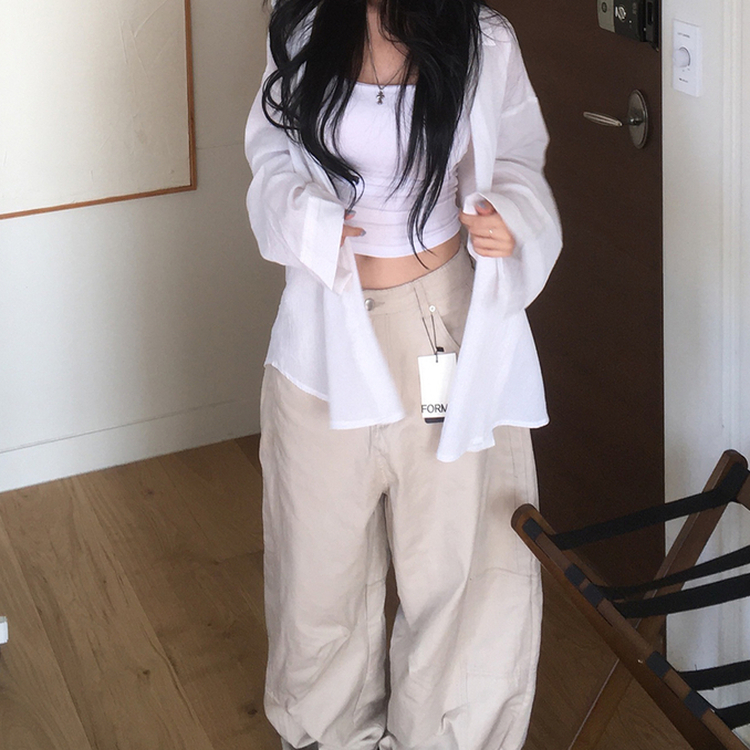 ストライプオーバーフィットシャツ(7color) WHITE