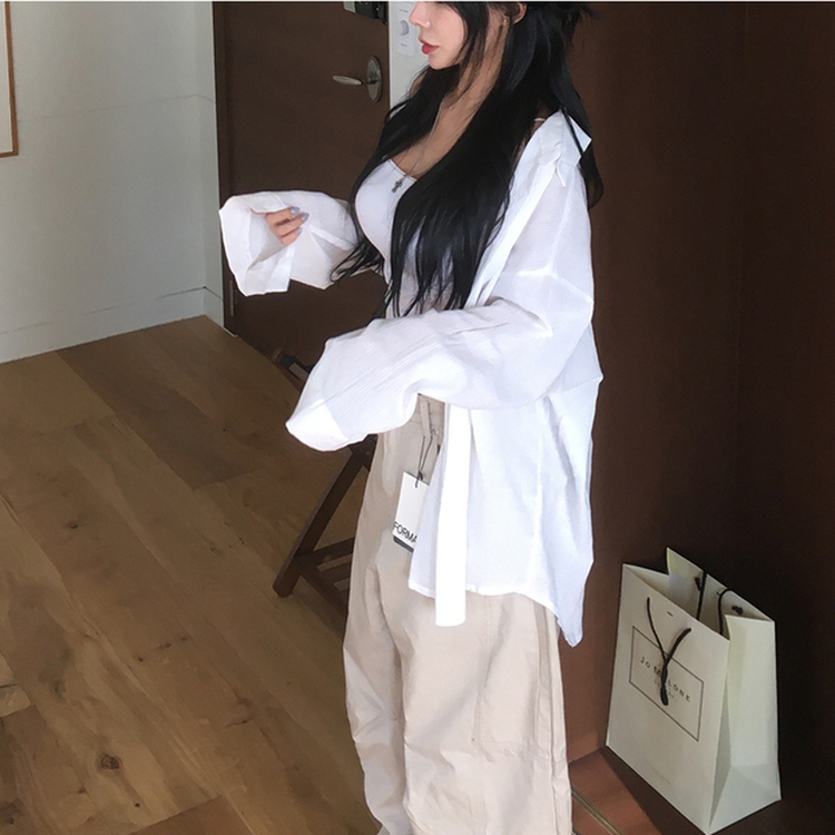 ストライプオーバーフィットシャツ(7color) WHITE