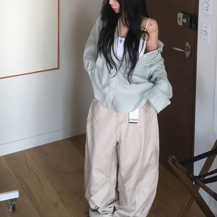 ストライプオーバーフィットシャツ(7color) MINT