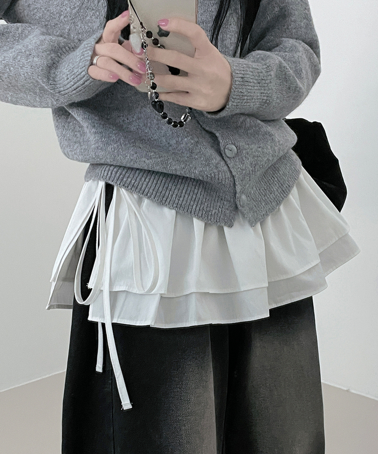 コットンティアードレイヤードミニスカート IVORY