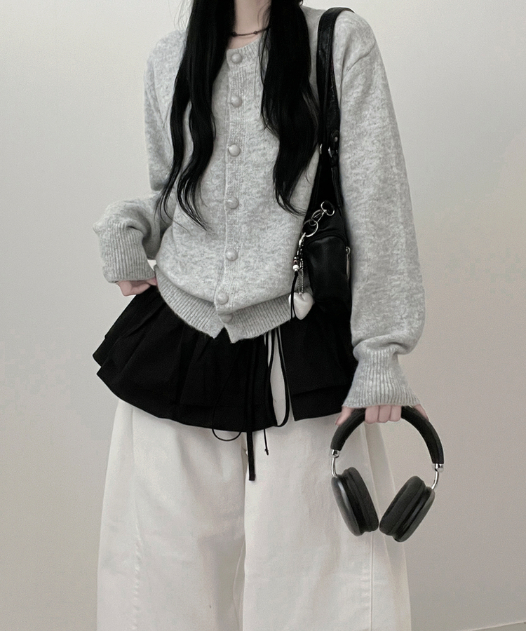 コットンティアードレイヤードミニスカート BLACK