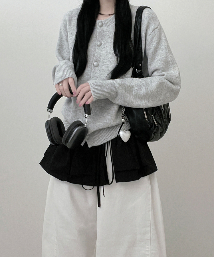 コットンティアードレイヤードミニスカート BLACK