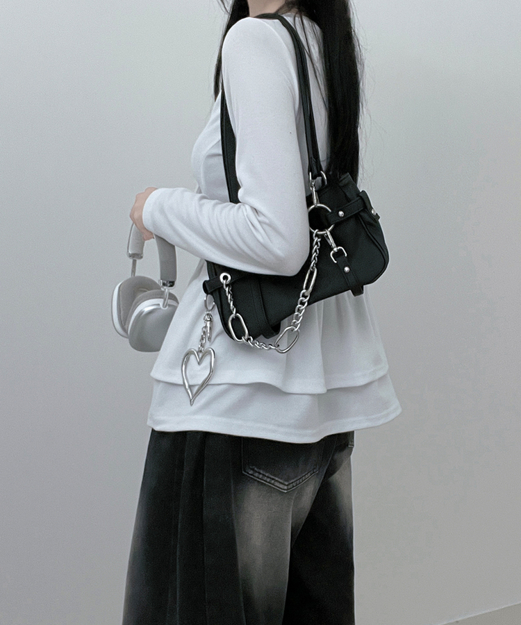 リボンVネックレイヤードフリルカーディガン WHITE