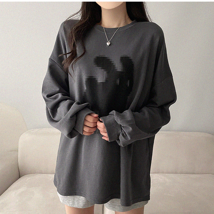 ラビットプリンティング長袖Tシャツ CHARCOAL