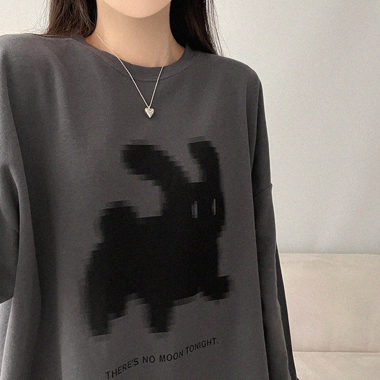 ラビットプリンティング長袖Tシャツ CHARCOAL