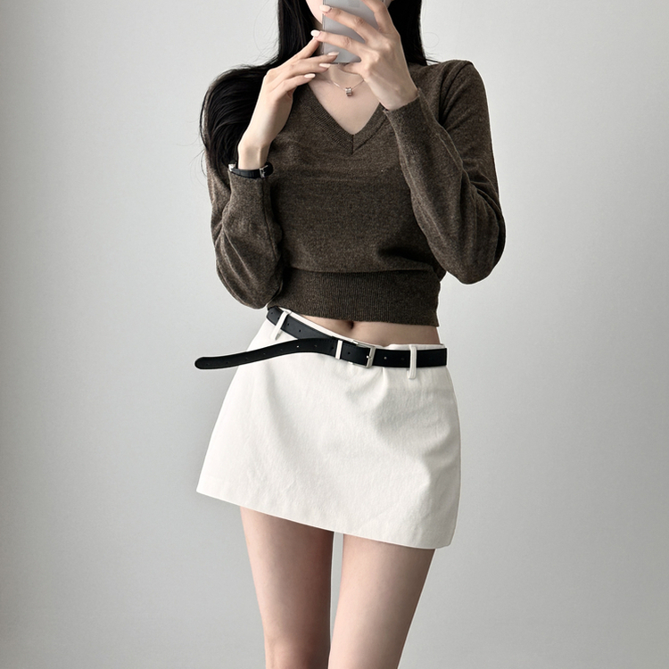 カシミアVネッククロップニット(7color) ONE SIZE