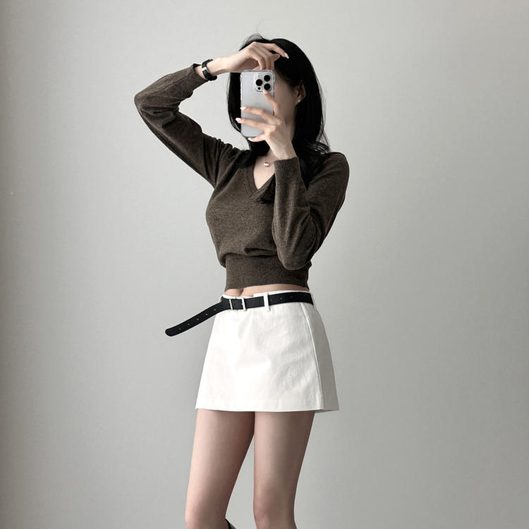 カシミアVネッククロップニット(7color) ONE SIZE