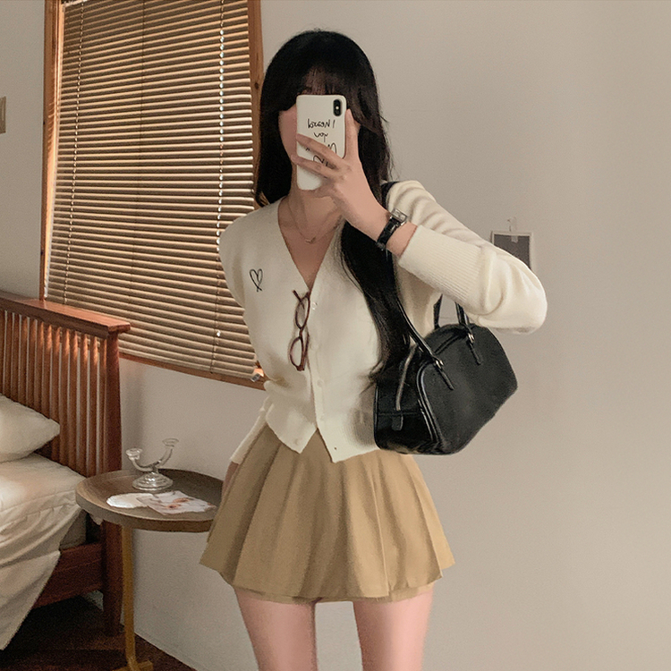 スカートパンツリボンプリーツミニスカート BEIGE