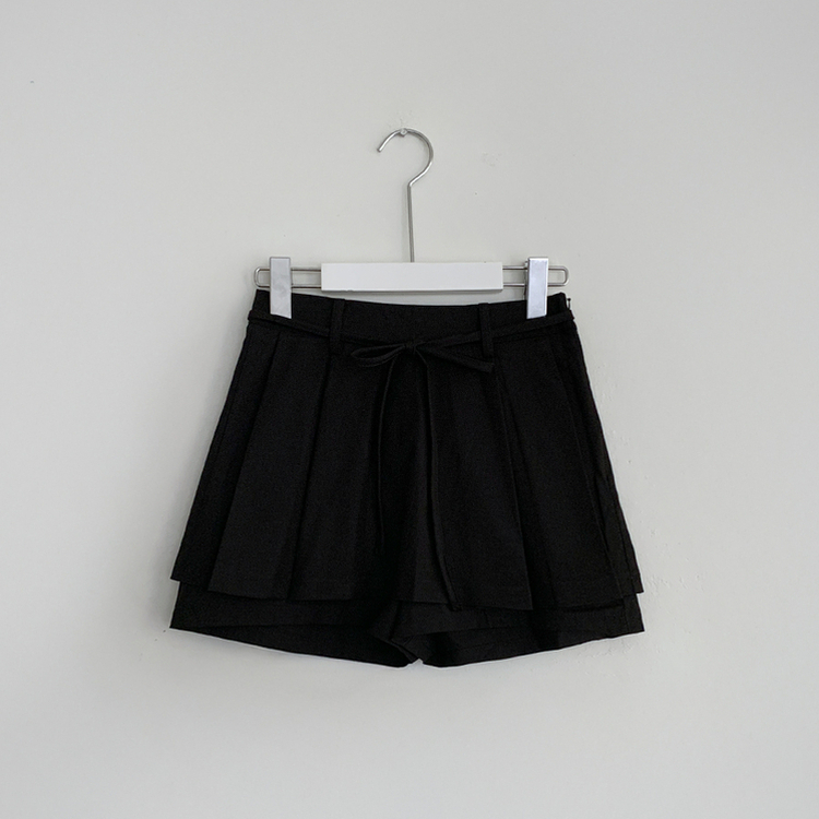 スカートパンツリボンプリーツミニスカート