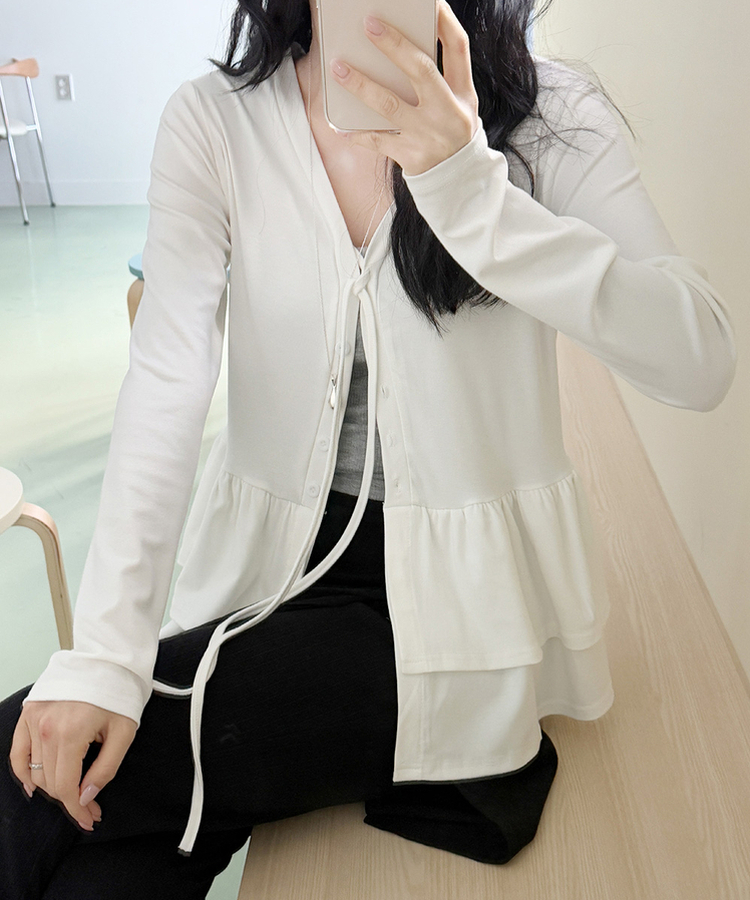 ティアードフリルカーディガン IVORY