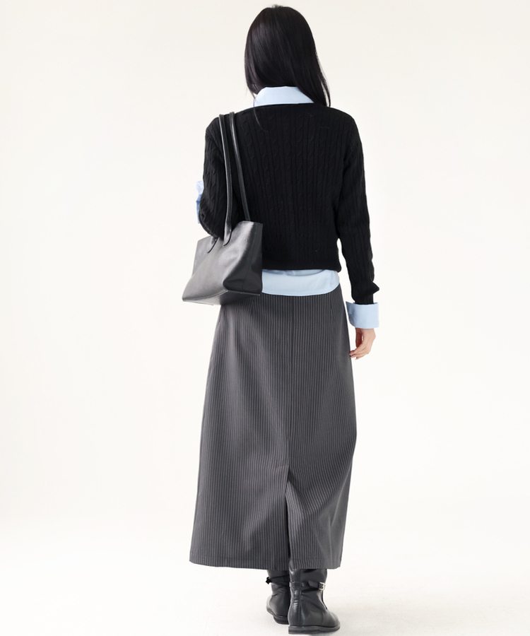 ケーブルラウンドカーディガン(12color) BLACK