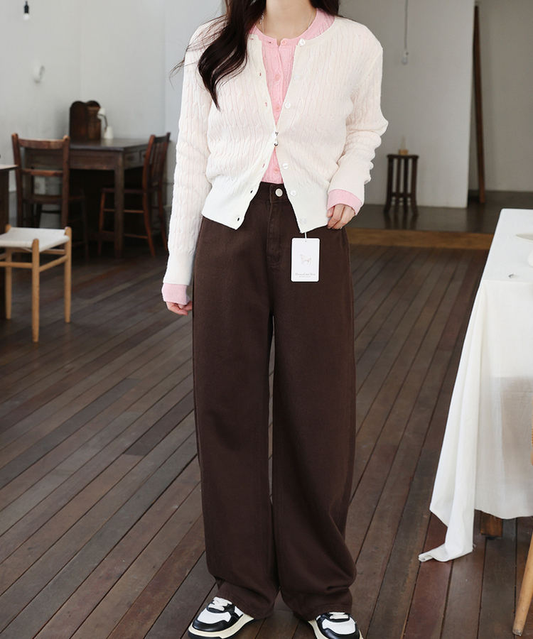 ケーブルラウンドカーディガン(12color) CREAM