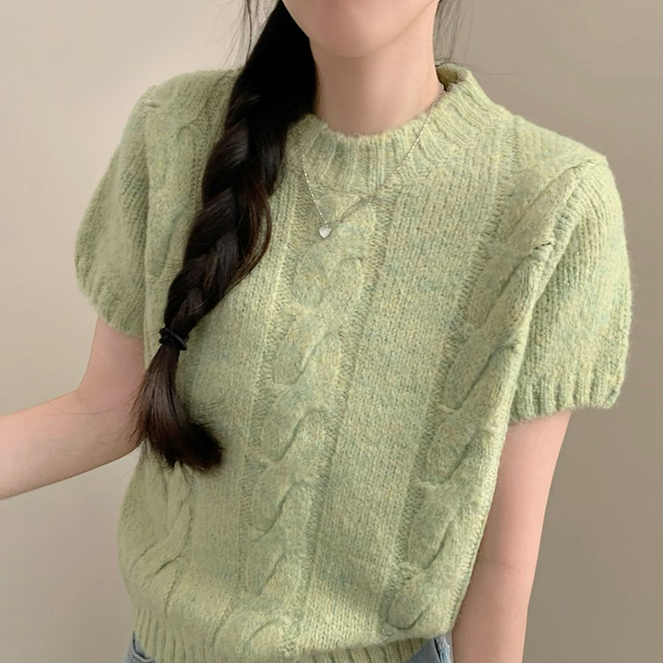 로하 라운드넥 반팔 니트 봄옷 봄니트