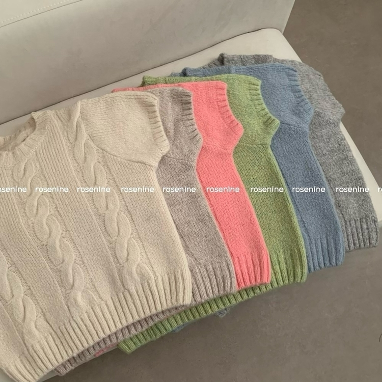 로하 라운드넥 반팔 니트 봄옷 봄니트