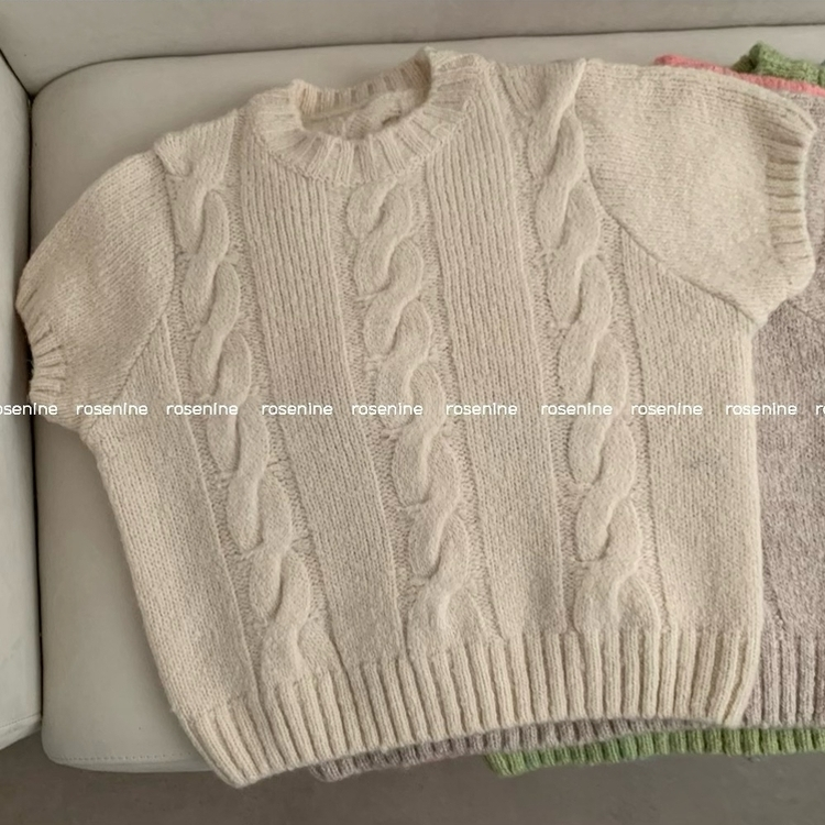 로하 라운드넥 반팔 니트 봄옷 봄니트