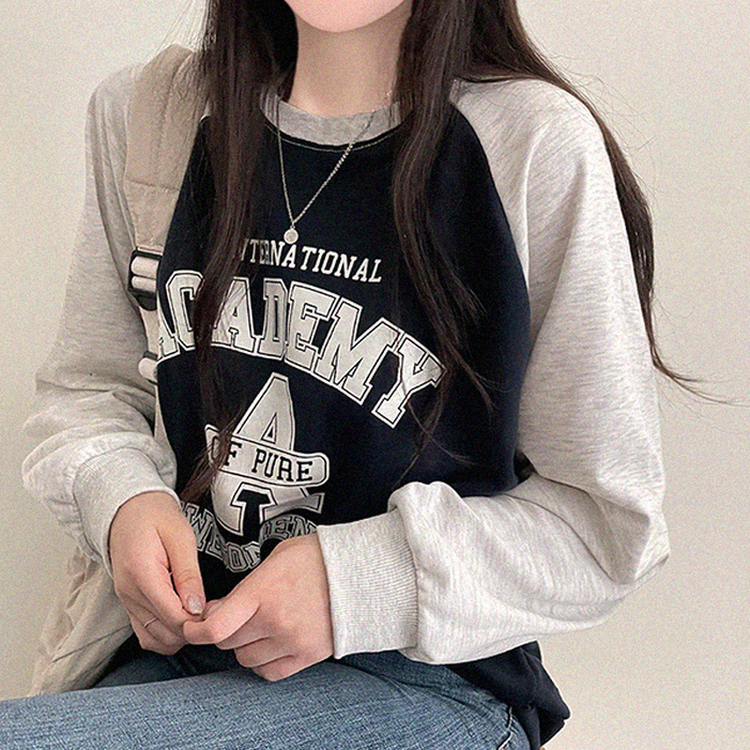 ラグランルーズフィットトレーナー NAVY