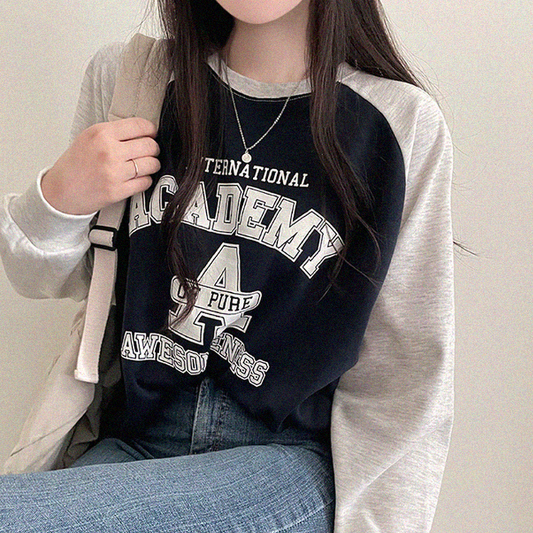 ラグランルーズフィットトレーナー NAVY