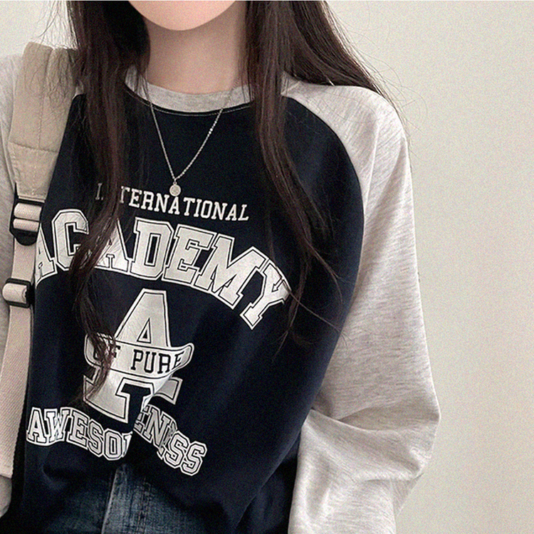 ラグランルーズフィットトレーナー NAVY
