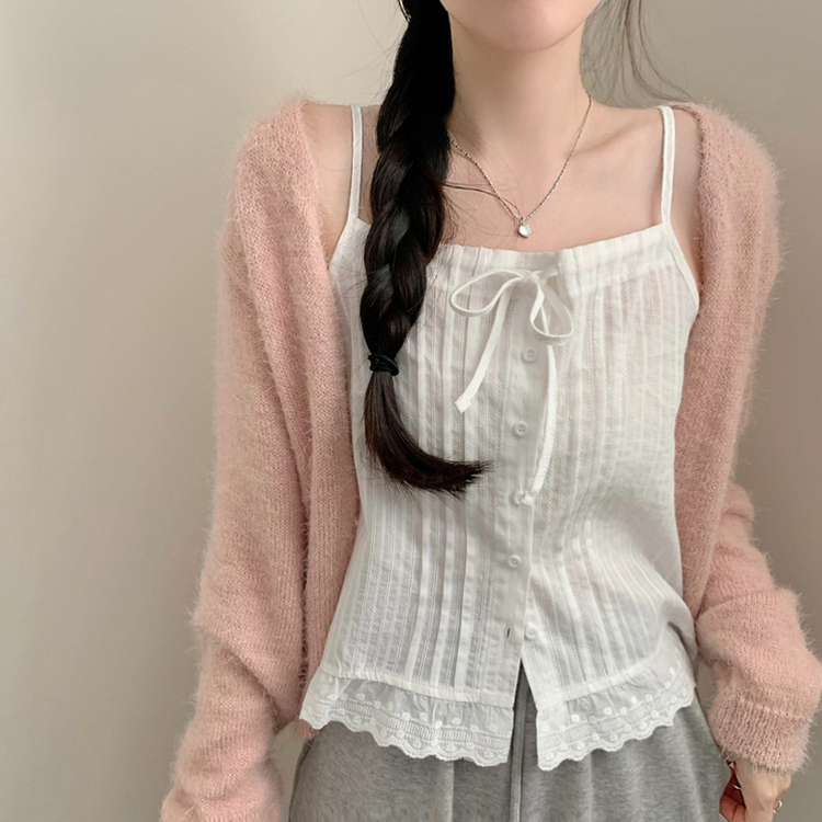 가디건 벚꽃 솔잎 긴팔 니트 가디건 봄옷 봄가디건 니트가디건 벚꽃룩 핑크