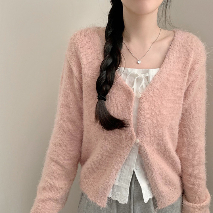 가디건 벚꽃 솔잎 긴팔 니트 가디건 봄옷 봄가디건 니트가디건 벚꽃룩 핑크