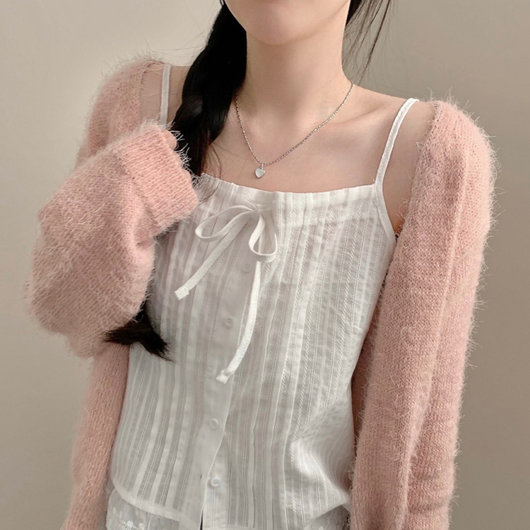 가디건 벚꽃 솔잎 긴팔 니트 가디건 봄옷 봄가디건 니트가디건 벚꽃룩 핑크