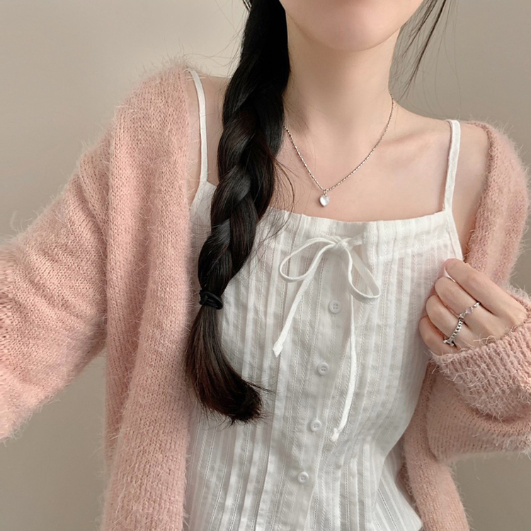 가디건 벚꽃 솔잎 긴팔 니트 가디건 봄옷 봄가디건 니트가디건 벚꽃룩 핑크