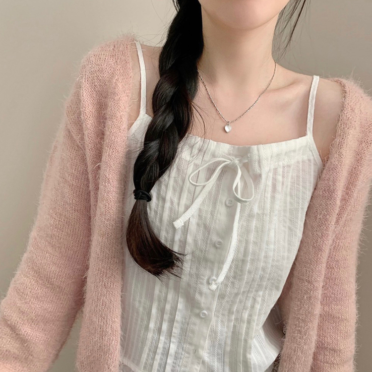 가디건 벚꽃 솔잎 긴팔 니트 가디건 봄옷 봄가디건 니트가디건 벚꽃룩 핑크