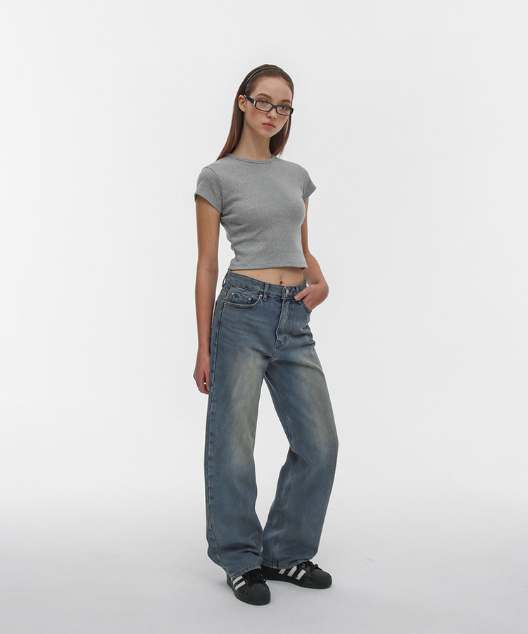 ショートスリーブラウンド半袖Tシャツ(5color) MELANGE GRAY