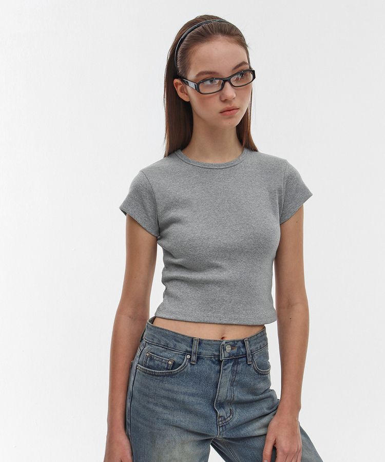ショートスリーブラウンド半袖Tシャツ(5color) MELANGE GRAY