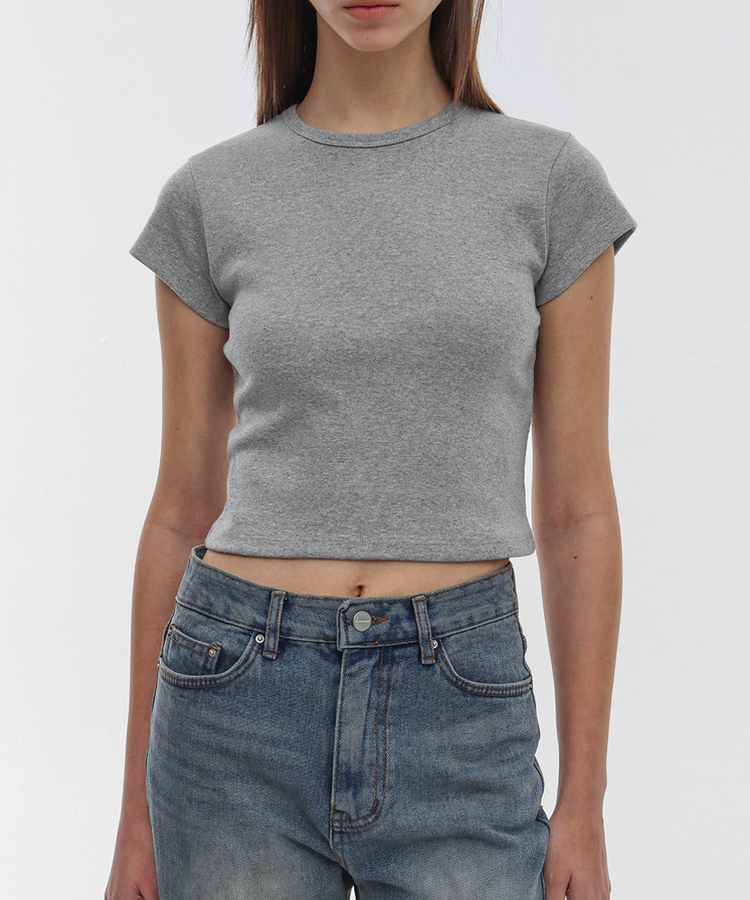 ショートスリーブラウンド半袖Tシャツ(5color) MELANGE GRAY
