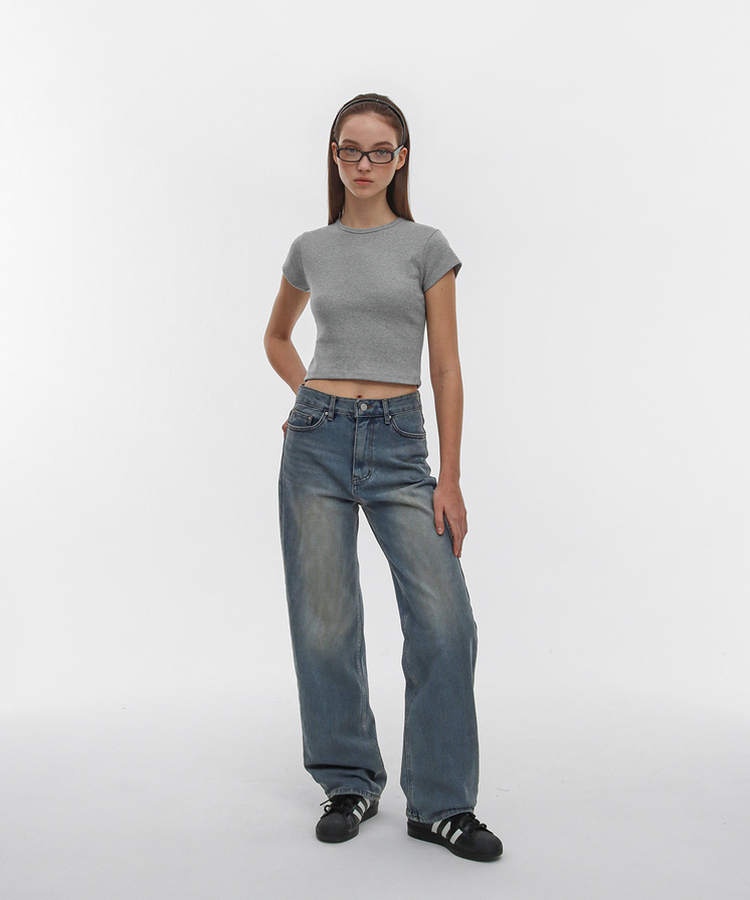 ショートスリーブラウンド半袖Tシャツ(5color) MELANGE GRAY