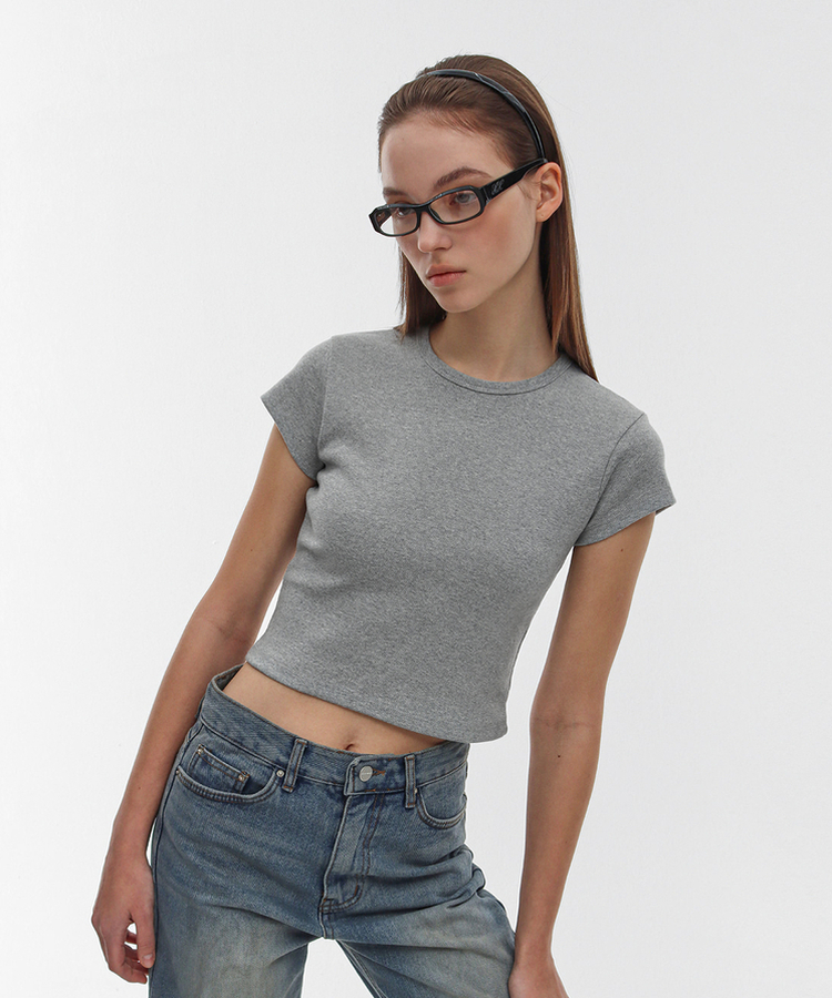ショートスリーブラウンド半袖Tシャツ(5color) MELANGE GRAY