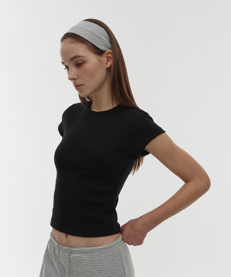 ショートスリーブラウンド半袖Tシャツ(5color) BLACK